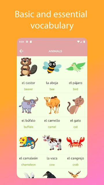 Speak Spanish — vocabulary card with picture